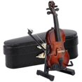 thumbnail image 1 of Miniature Violin, Wooden Mini Violin Model With Stand For Musician Home Office Shop Decoration Gift, 1 of 5