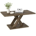 thumbnail image 1 of Costway 37.5" Coffee Table with Stable Base & Rubber Wood Connection for Living Room, 1 of 10