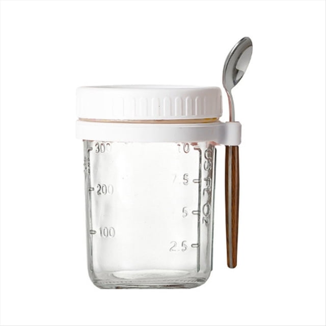 1 Recipiente Hermético para de Desayuno, Tarro de Avena con Tapa y Cuchara, de Avena Portátil para Ensaladas, Cereales,