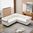 thumbnail image 3 of 83.5" L-Shaped Velvet Sofa, Atumon Oversized Corner Couch for Living Room, Solid Wood 5-Seater Corner Sofas with 3 Pillows for Bedroom, Apartment, Office, Beige, 3 of 10