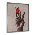 thumbnail image 2 of Designart 'Man With Arm Raised On Victory Sign' Modern Framed Art Print, 2 of 4