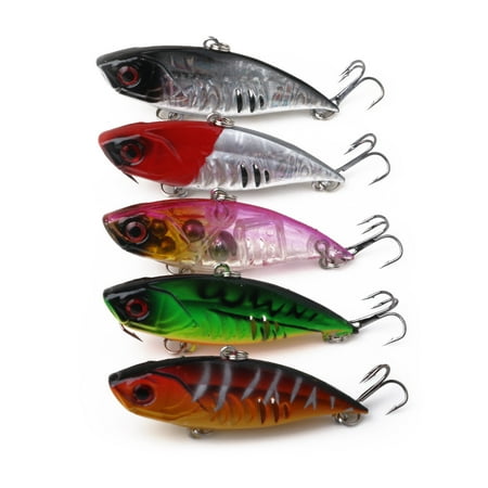 HENGJIA 5PCS Lipless Crankbaits for Bass Deep Diving Minnow VIB Lifelike Hard Baits Sinking Fishing Lure for Bass Redfish Trout Walleye Saltwater Freshwater Fishing Lures