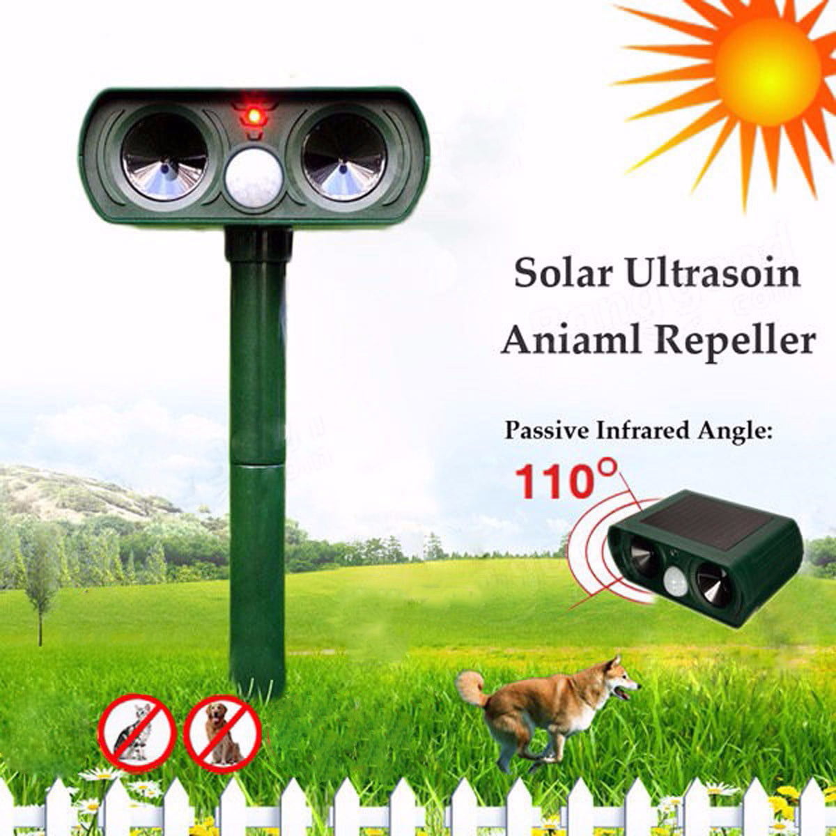 1/2pcs Solar Power Ultrasonic Pest Animal Repeller Cat Dog Pet Scarer Control 