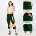 thumbnail image 4 of Uqiangy Linen Palazzo Trousers High Waisted Drawstring Capris Women's Linen Wide Leg Capri Pants Cropped Pants Women Boho Capris For Women Linen Cropped Pants Women Linen Capris For Women Green 2XL, 4 of 9