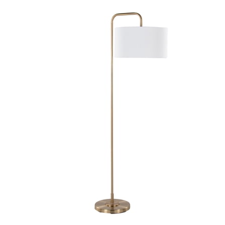 63.7 Grandview Gallery by LumiSource Contemporary Gold Metal Floor Lamp with White Linen Shade