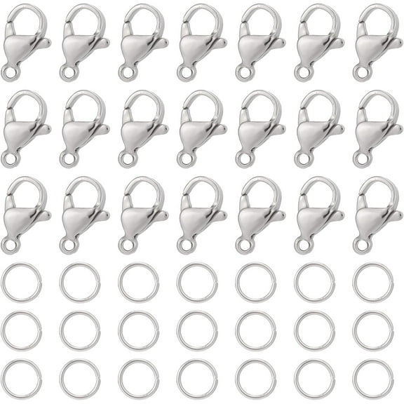 1 Box 240Pcs Lobster Clasps Lobster Clasp Bulk 304 Stainless Steel Lobster Claw Clasps Necklace Bracelet Clasp Fasteners Hook Lobster Claw Clasp for DIY Jewelry Making Women DIY Craft Supplies