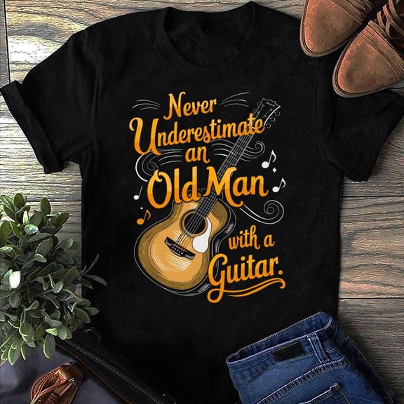 Prime Delica Never Underestimate An Old Man With A Guitar Player Cool - Guitar Shirts For Men, Guitar Player, Cool Music T-Shirt, Gift For Musician