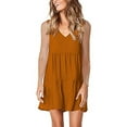 thumbnail image 2 of Penkiiy Women Summer Tunic Dress Sleeveless V Neck Casual Loose Flowy Swing Tank Dresses M Orange, 2 of 8