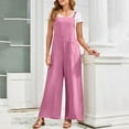 thumbnail image 5 of Arnsht Women's Casual Loose Overalls Suspender Jumpsuit One Piece Sleeveless Wide Leg Long Pant Rompers With Pockets Pink XL, 5 of 7