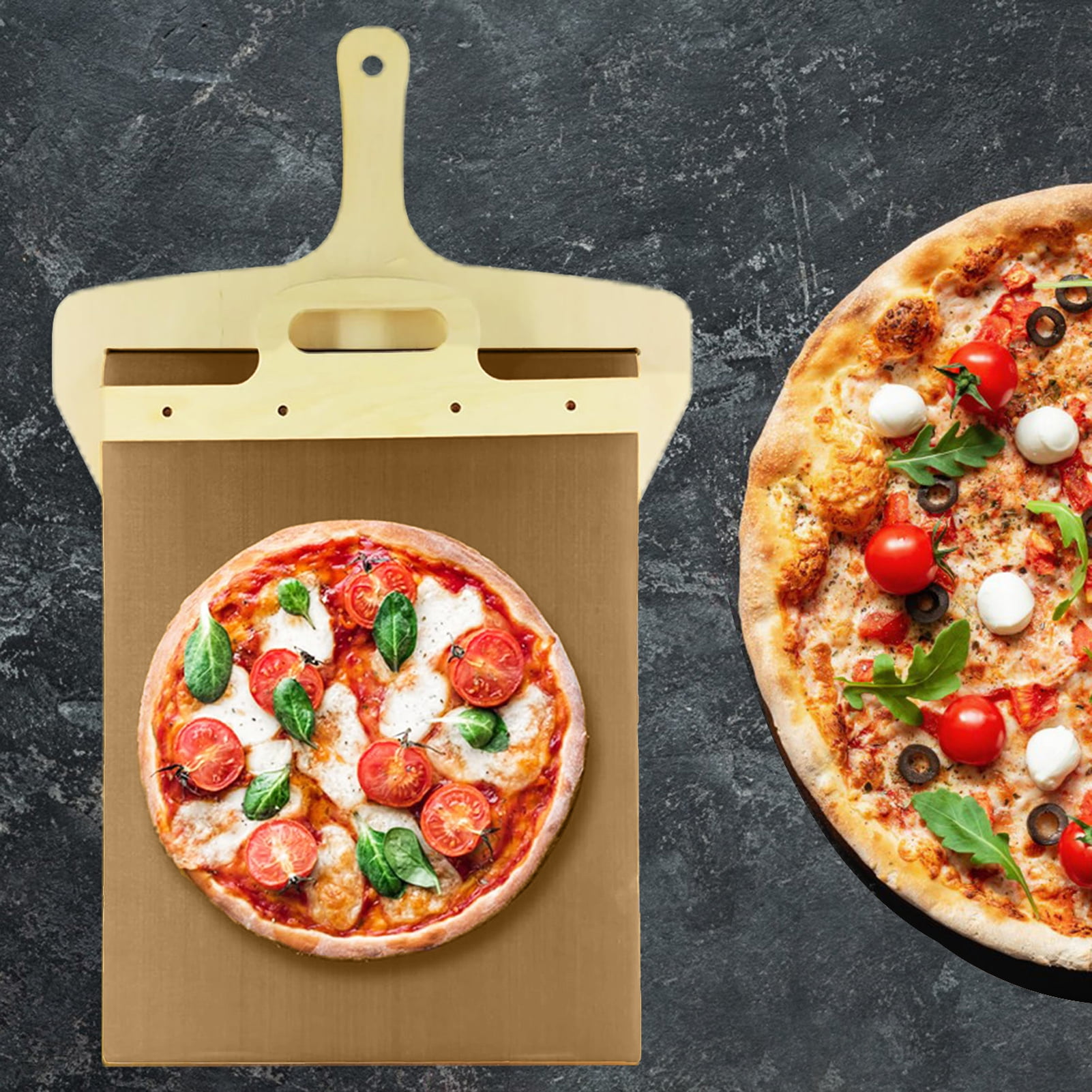 Lomubue Pizza Pick with Hanging Holes Sliding Pizza Peel with Hanging Hole  Convenient Pizza Spatula Paddle for Home Kitchen 