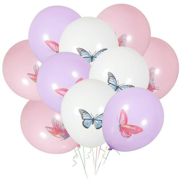 18pcs Butterflies Balloons Birthday Decorations Party Scene Props Layout Latex Balloons