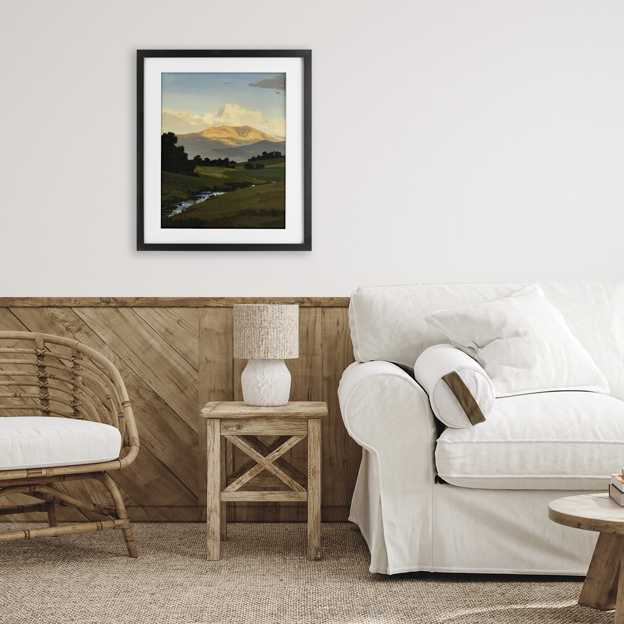 Stupell Industries Across The Valley Nature Black Framed Print Under Glass, design by Alonza Saunders