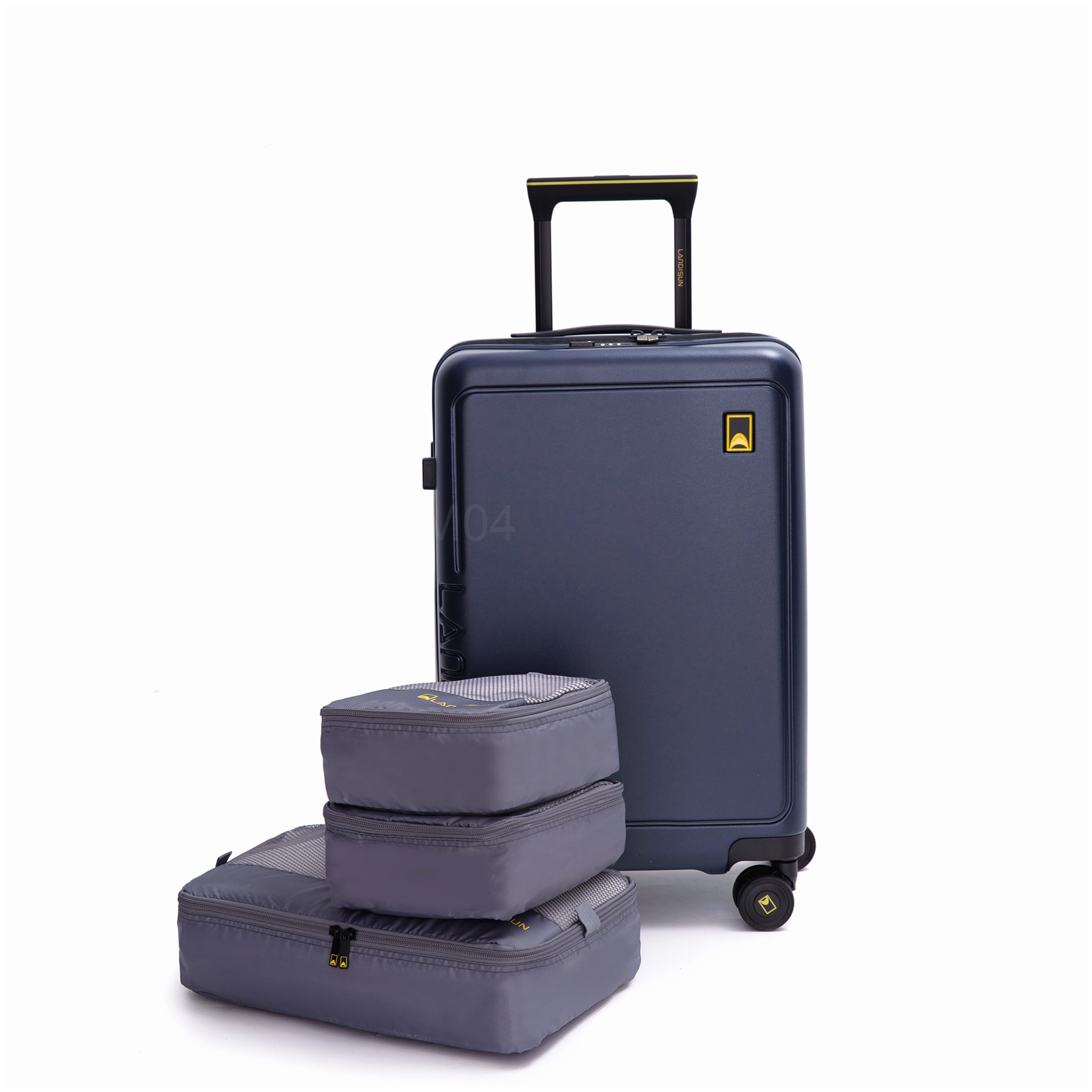 MANGIJOY 19 Inch Airline Approved Carry-On Suitcase, ABS Hardshell Spinner Luggage with Lining Bag, Navy Blue