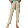 thumbnail image 2 of IDALL Linen Pants Women Petite Pants 2025 Casual Pants Lightweight Autumn Fabric Comfortable & Stylish Multiple Color Options Lounge Pants Women Summer Pants Khaki XL, 2 of 8
