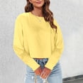 thumbnail image 2 of SNKSDGM Chemises Blanches à Manches Longues pour Femmes en Coton Court, Hauts d'Entraînement à Manches Longues pour Femmes Grande Taille, Mode Décontractée, Col Rond Uni, T-Shirt Court à Manches Longues L, 2 of 5