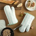 thumbnail image 2 of Martha Stewart Daisy Stripe Oven Mitt Set 2-Pack, Green, 7"x13", 2 of 9
