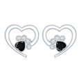 thumbnail image 3 of Rosec Jewels Black Onyx Paw Stud Earrings with Screw Back - AAA Quality - Heart Shape Black Onyx with Diamond - with Jewelry Box, 14K White Gold, 3 of 7