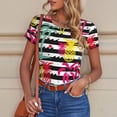 thumbnail image 6 of Honeii Trendy Colorful Pineapples Print Women's Crew Neck Short Sleeve Bodysuit Fashion T-shirt Tops-X-Large, 6 of 7