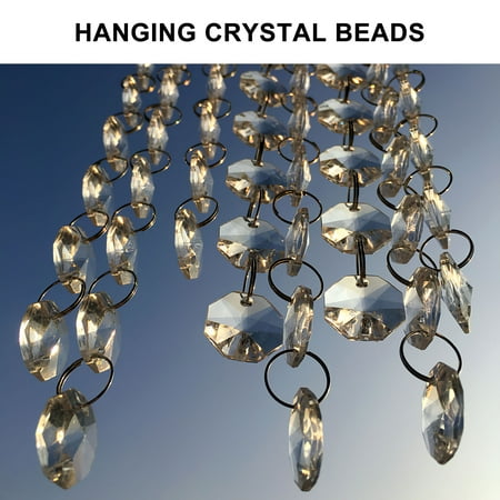 

5M/16Ft Acrylic Bead Chain Hanging Clear Crystal Bead Chain 14Mm Octagon Crystal Garland For Christmas Wedding Curtain Decor Chandelier Bead Lamp Chain