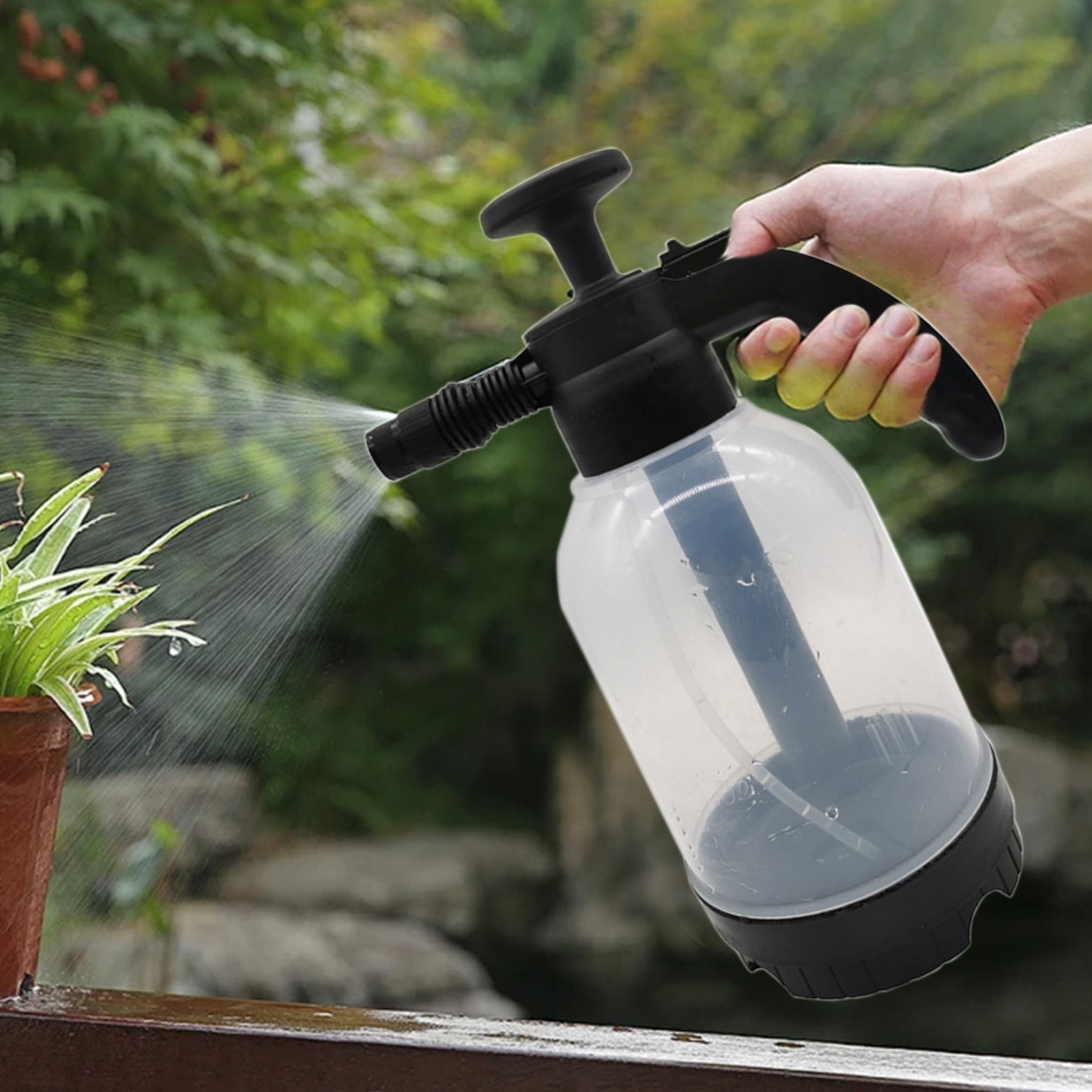 2L Pneumatic Watering Can, Multi Purpose High Pressure Spray Bottle for Car Wash and Plant Care, Adjustable Nozzle Foam Sprayer for Cleaning Gardening and Household Use