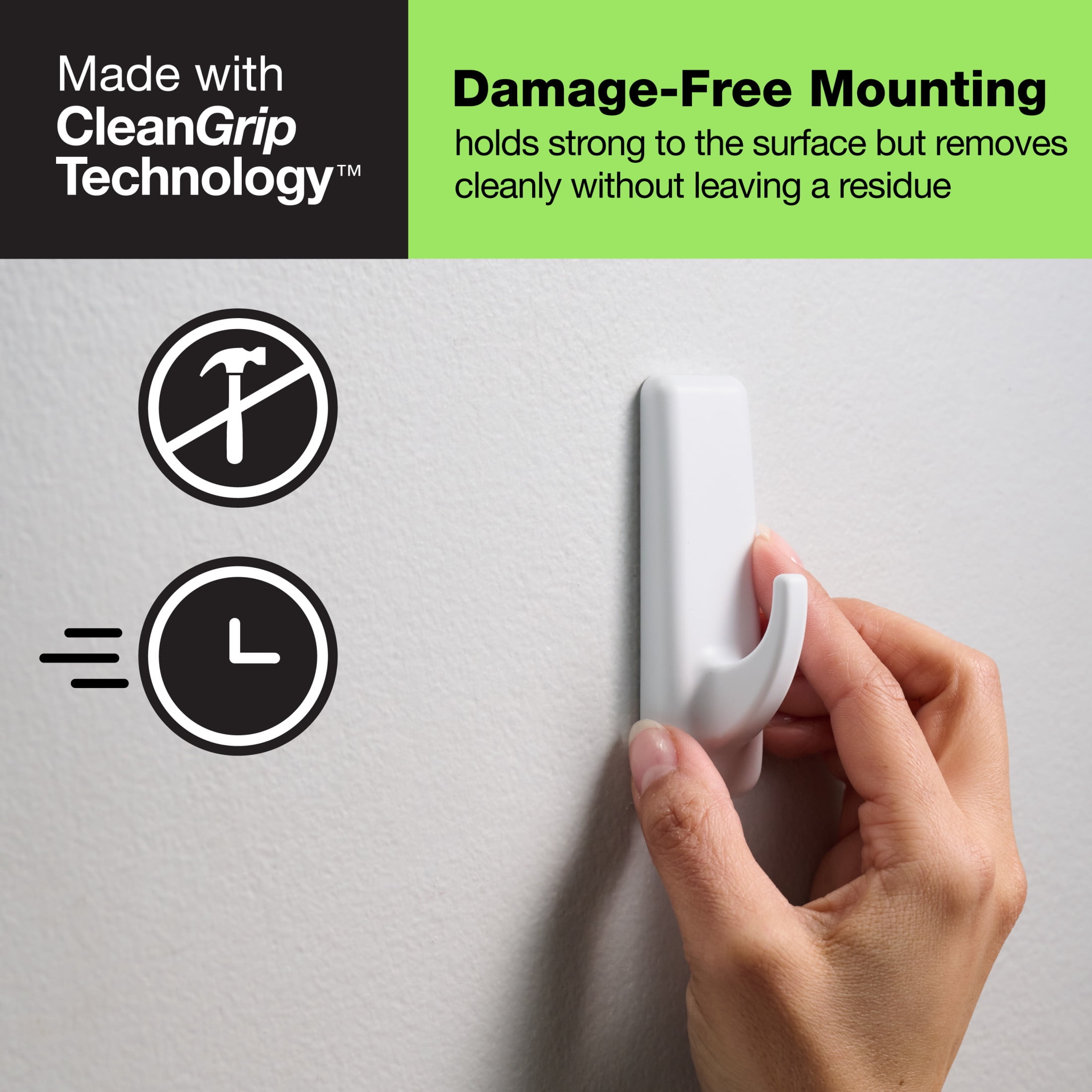 FrogTape reMOVEables Large White Utility Hook , 5 Hooks and 10 Adhesive Strips