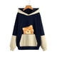 thumbnail image 5 of Suéter de otoño e invierno para mujer, con capucha, bonito estampado de mascotas, suéter holgado de gran tamaño con bloques de color Pompotops FGAJ16529, 5 of 5