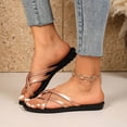 thumbnail image 2 of Flat Sandals for Women Casual Summer Open Toe Flip Flops Slides Beach Dress Shoes | Rose Gold US Size 8.5, 2 of 9
