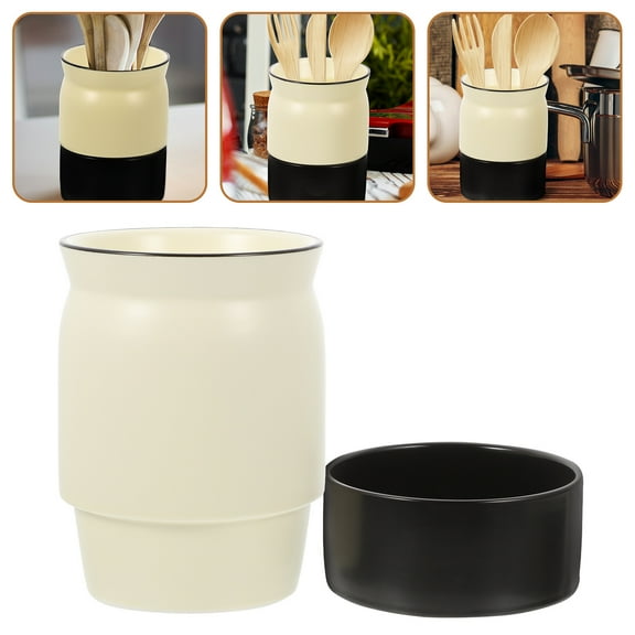 SEWCHICS Ceramic Kitchen Utensil Holder Countertop Cleaner Combination 1Set