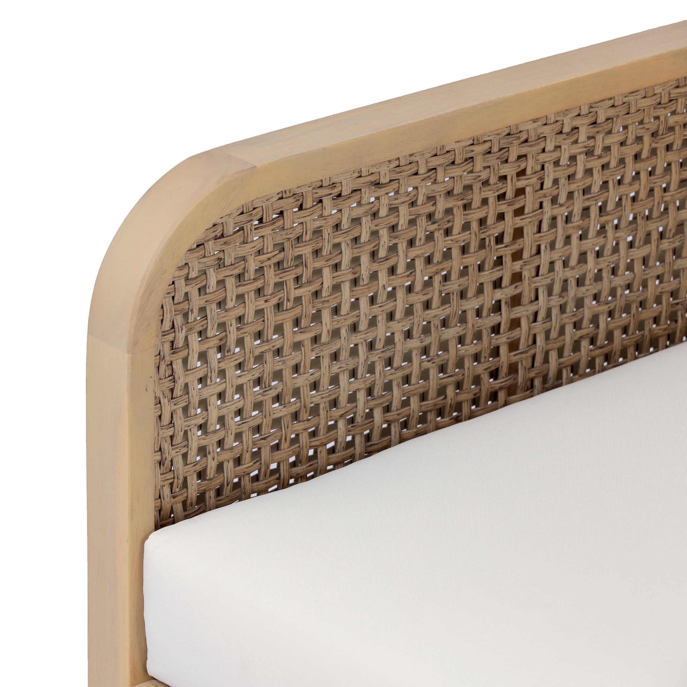 Christopher Knight Home Wood Outdoor Club Chair with  Woven Rattan Armrests and Cushions, Teak+Cream