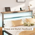 thumbnail image 4 of E-motie Full Size Bed Frame with Storage Headboard, Heavy Duty Platform Bed Frame with Charging Station and LED Light, Easy to Assemble, No Box Spring Required, Black, 4 of 9