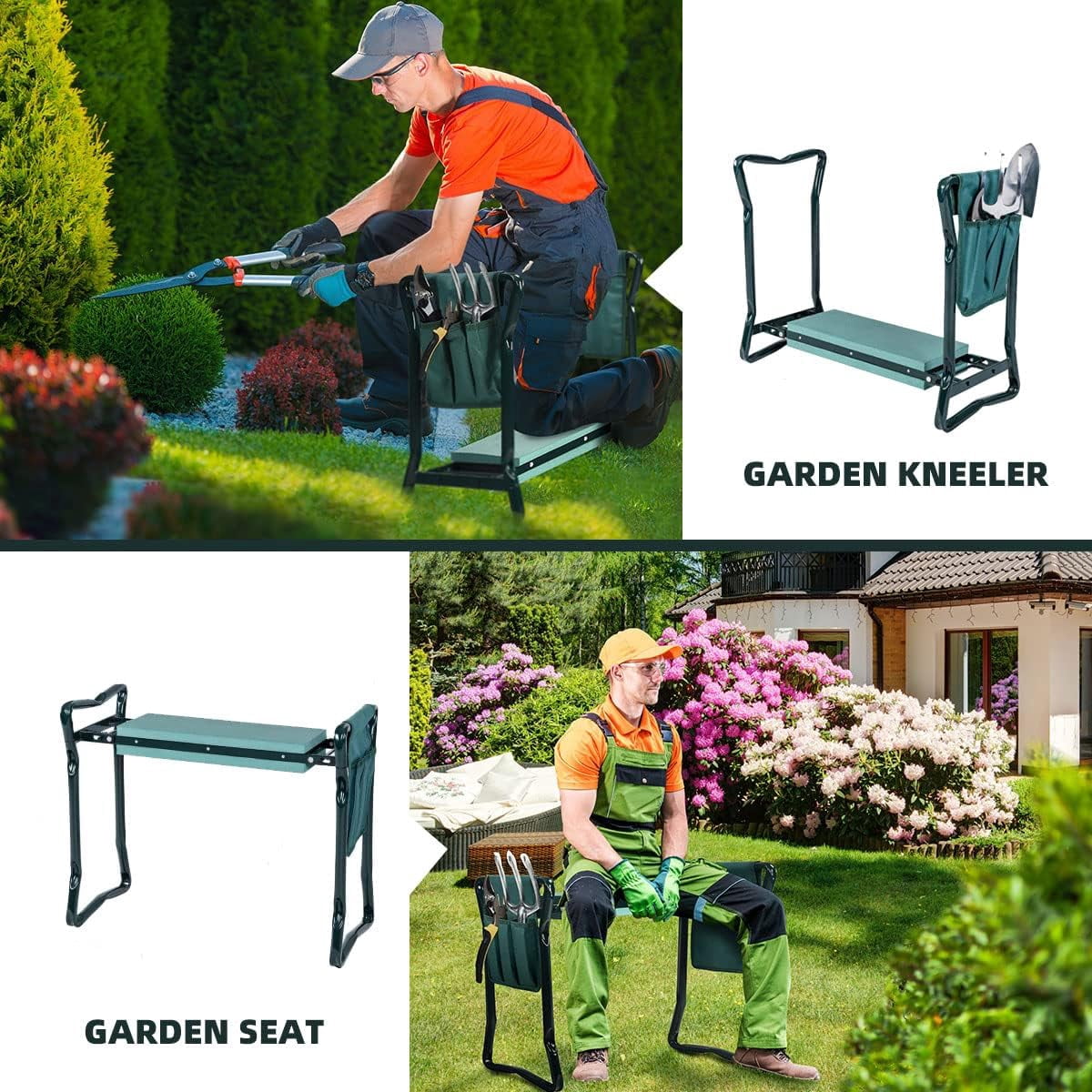 QCQHDU 10.63 inch Folding Gardening Kneeler Seat with Foldable