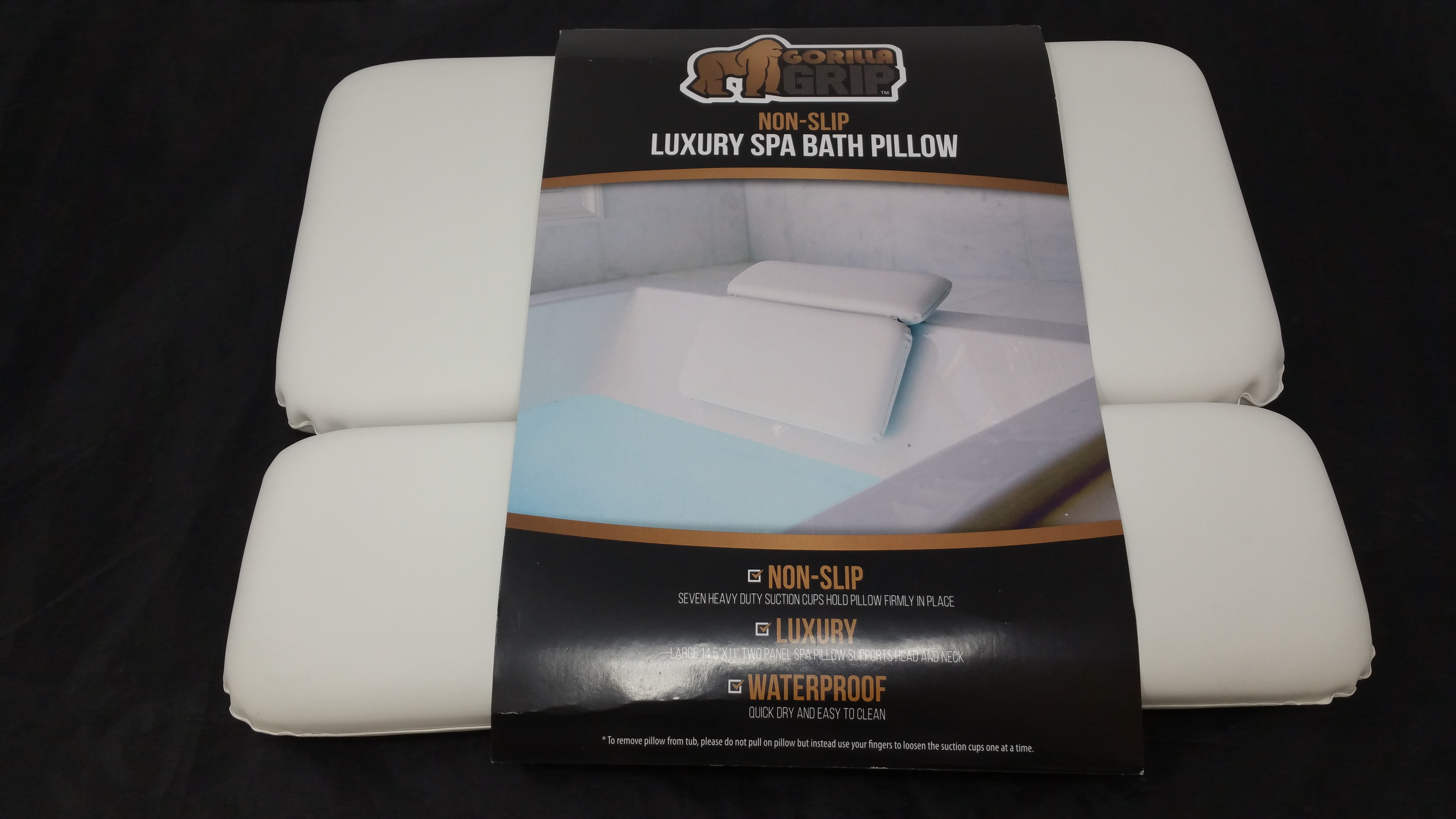 White for sale online Gorilla Grip 2-Panel Non-Slip 7 Suction Cup Bath Pillow 