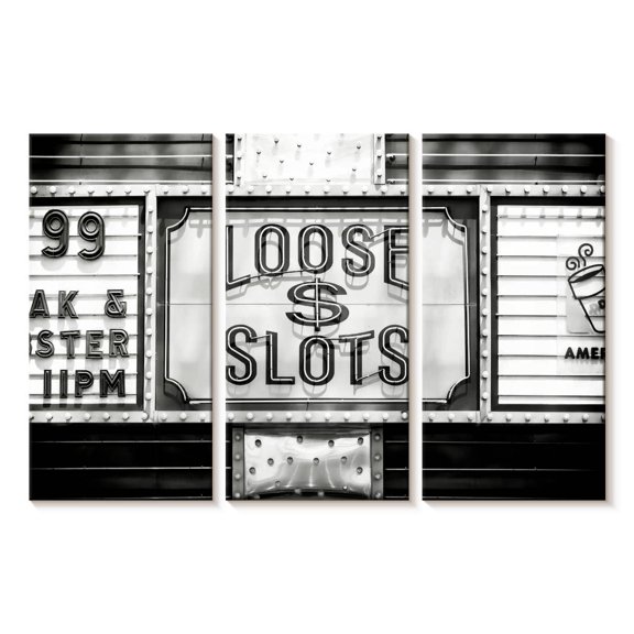 Elephant Stock Loose Dollar Slots Wall Art - Horizontal Multi Panel Canvas - Living Room Wall Decor - Hobbies And Lifestyle Multi Panel - Black And Gray Decor By Philippe Hugonnard - 23" x 14"