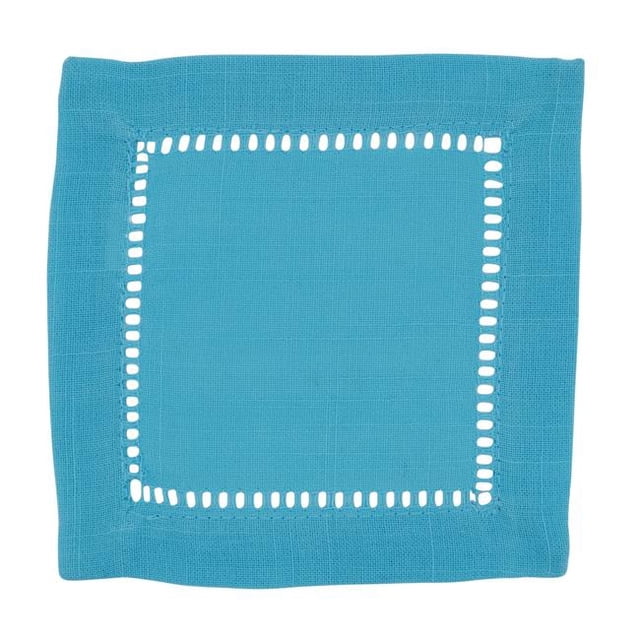 SARO 6 Po. Carré Classique Bordure Ourlée Serviette Cocktail Turquoise - Ensemble de 12
