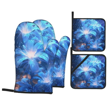 

Flower fantasy art design oven and pan lid 4-piece set are heat-resistant and sturdy suitable for kitchen cooking baking barbecue etc