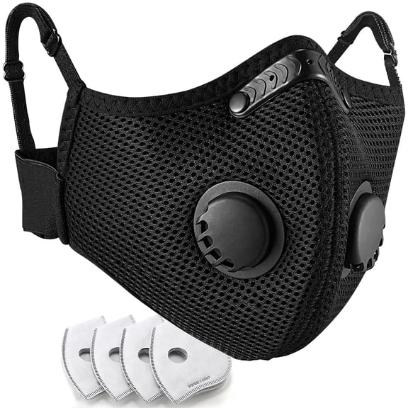 Hamho Reusable Breathable Dust Mask with 4 Activated Carbon Filters for Construction Woodworking Grinding Cycling Mowing