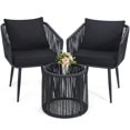 thumbnail image 1 of Kromax 3 Pieces Patio Rattan Bistro Conversation Set, Outdoor All-Weather Wicker Furniture Chairs and Side Table Set Ideal for Balcony, Porch and Backyard, Black, 1 of 4