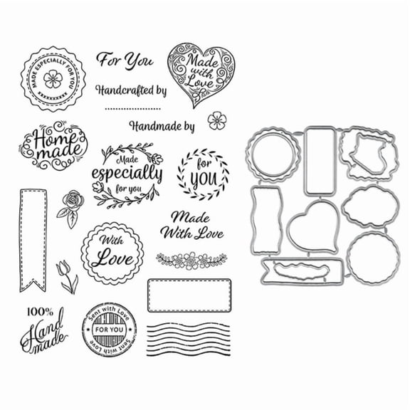 Valentine Theme Cutting Dies and Clear Silicone Stamps for Greeting Card Making DIY Scrapbooking Die Cuts and Stamp Kit
