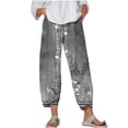 thumbnail image 2 of SMihono Linen Pants Women Fashion Plus Size Casual Loose Women Casual Printed High Waist Loose Pocket Straight Long Pants Wide Leg Pants Women, Up to 65% off!, 2 of 4