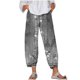 thumbnail image 2 of ICHUANYI Clearance Women Casual Printed High Waist Loose Pocket Straight Long Pants(Gray, L) ICHUANYI WER2023080815761, 2 of 4