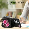 thumbnail image 4 of for Samsung Galaxy S23 Plus Mirror Wallet Case with Card Holder, Floral Flower Print Back Flip Folio PU Leather Kickstand Shoulder Strap / Wristlet Magnetic Clasp Cover for S23 Plus, Black, 4 of 11