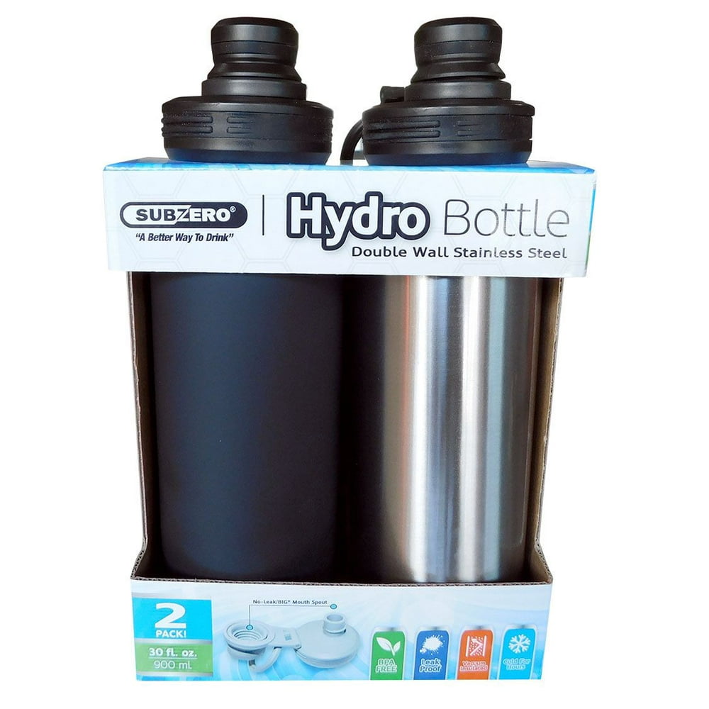 Product of Subzero Double Wall Stainless Steel Hydro Bottle, 2 pk Subzero Stainless Steel Water Bottle