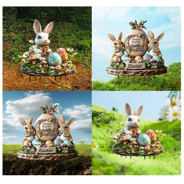 Arte Acrílico de Pascua para Exteriores, Diseño de Huevo Divertido, Material Duradero, Fácil de Insertar En El Jardín, Decoración Versátil para Primavera, Festividades y Uso Diario. Incluye 1 Tablero