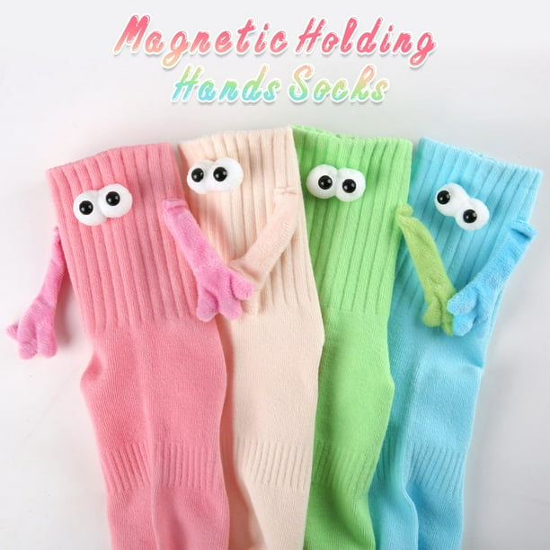 LUXERAD Magnetic Holding Hands Socks – Novelty Fun Couple Gift, Unisex 4 Pairs