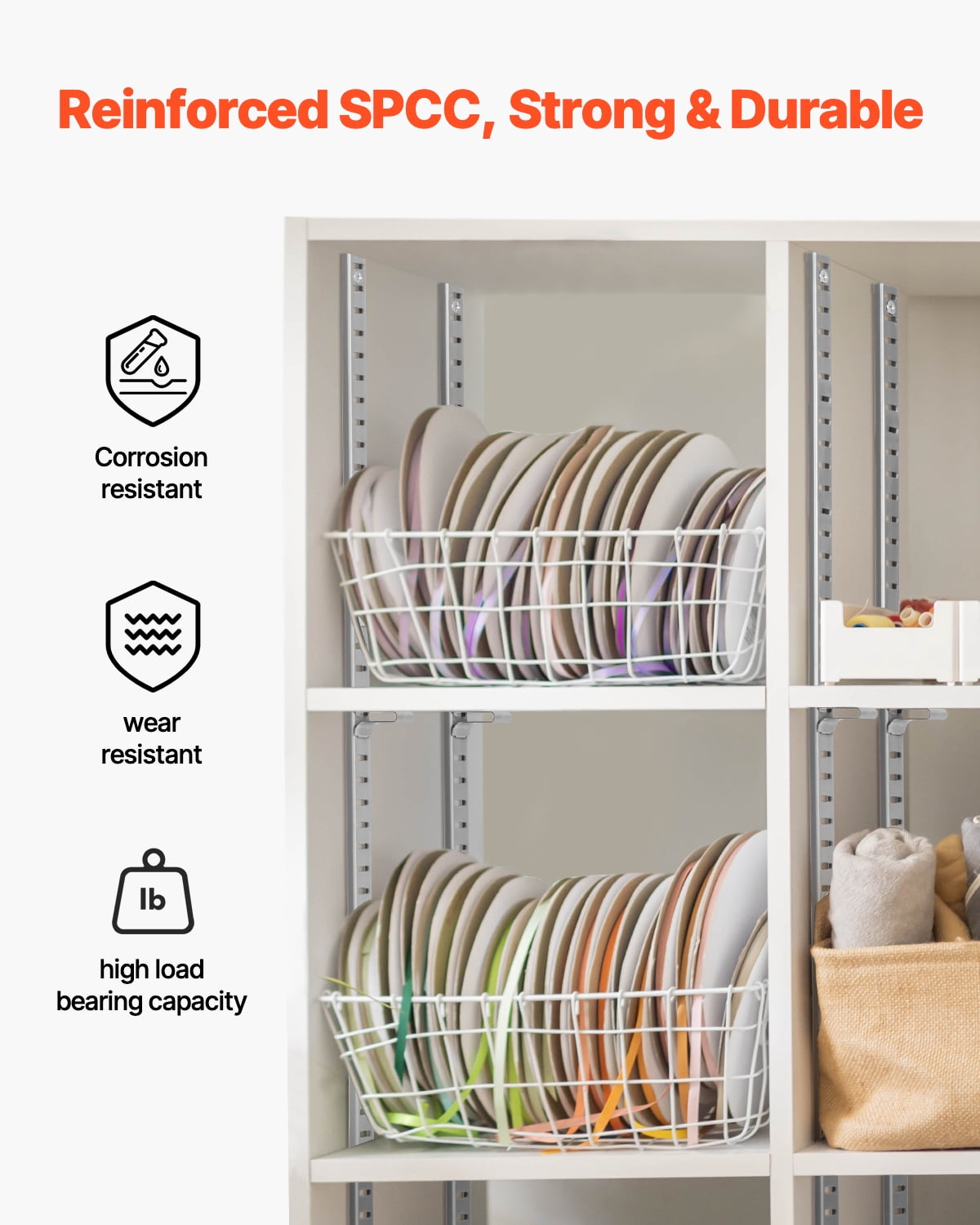 VEVOR Shelf Pilaster,72.7-inch 20 Pack, Adjustable Shelf Brackets Stainless Steel Mortise Mount Pilaster Strip Standards with 140 Screws, Suitable for Wall Shelving System Cabinet Closet Organization