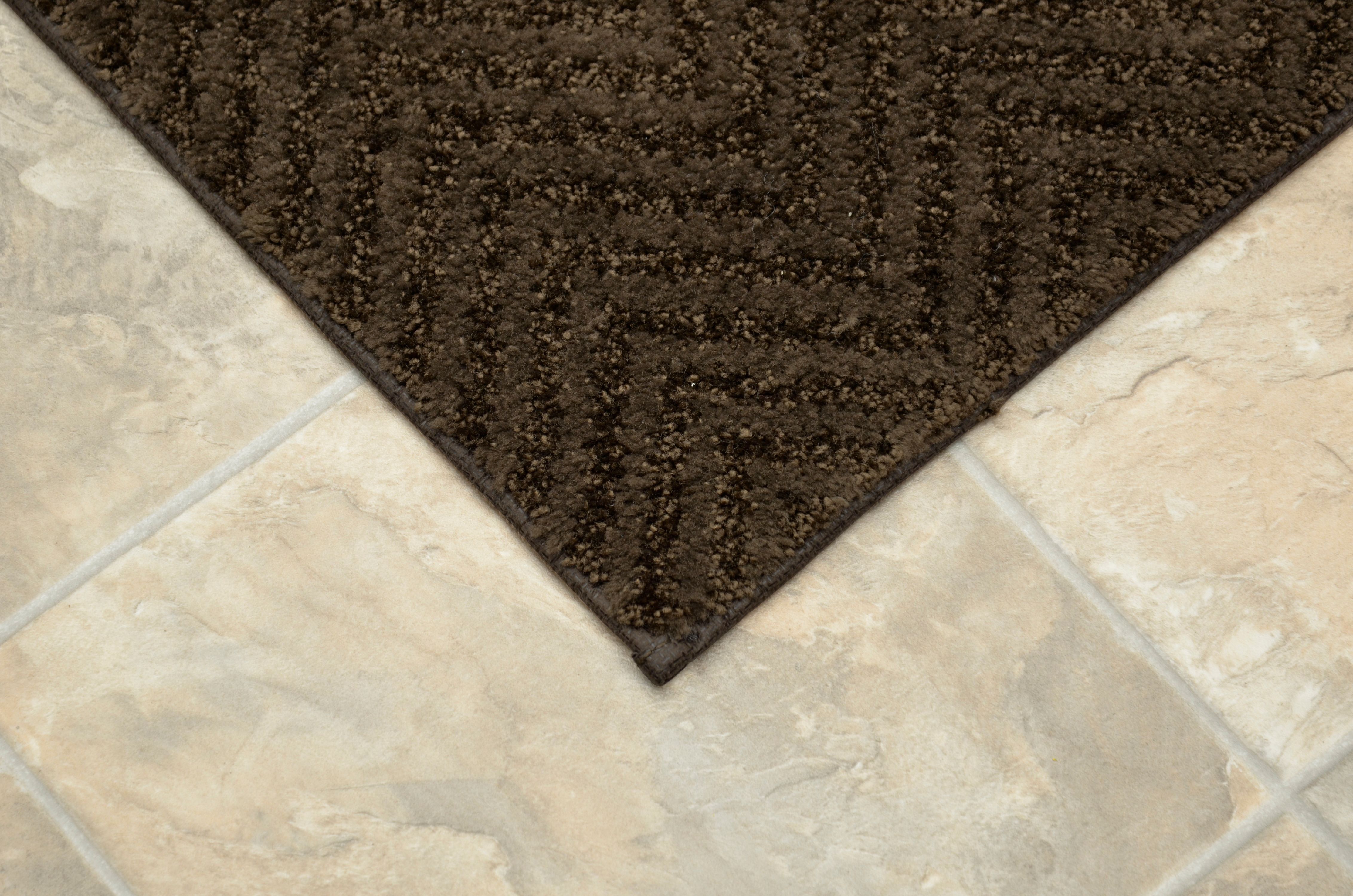 Garland Rug Palazzo Nylon Chocolate Bath Rug Set, 2 Piece Set (17"x24" Bath Rug, & 21"x34" Bath Rug)