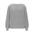 thumbnail image 5 of Miluxas Women's off Shoulder Sweater Solid Color Fashion Long Sleeve Loose Pullover Knit Sweater Gray XL(XL), 5 of 9