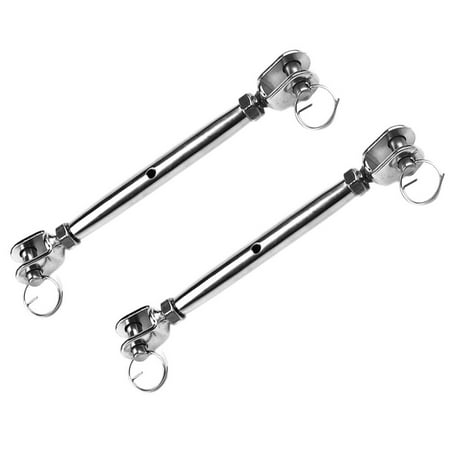

Closed Turnbuckle Bolts Stainless Steel Cable Tensioner Wire Rope Rigging Screw 304 Hooks Body up 2 Pcs