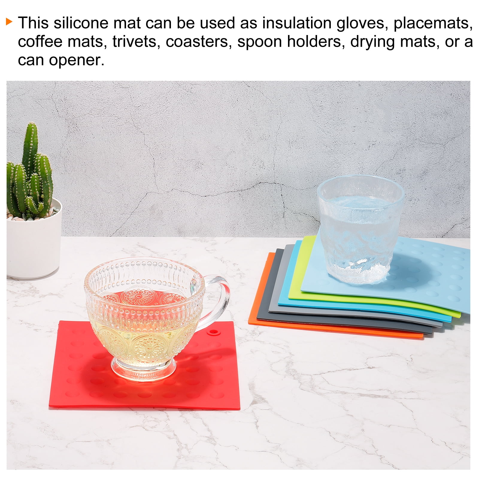 Unique Bargains 4pcs Silicone Trivet Pot Holder for Kitchen Heat Resistance Table Pad Trivet Placemats-Black
