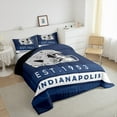 thumbnail image 3 of Erosebridal SIndianapolis Comforter Sets Queen Size,Navy Blue Green Stripes Comforters & Duvets,Rugby Helmet Bedding Queen Comforter Set,Stylish Living Room Decoration Reversible，3-Piece, 3 of 8